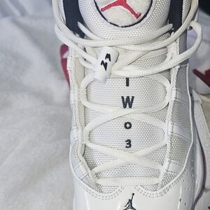 Jordan Kids White and Red Sneakers with Black Accents